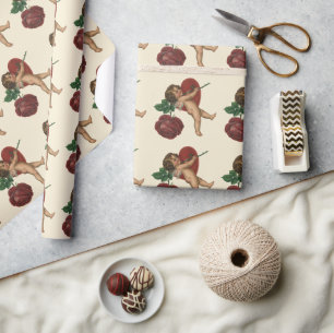 Oude Valentijnsdag Cherubijn en Victoriaanse Roos Cadeaupapier