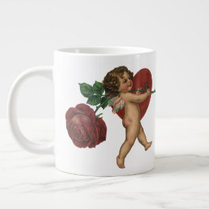 Oude Valentijnsdag Cherubijn en Victoriaanse Roos Grote Koffiekop