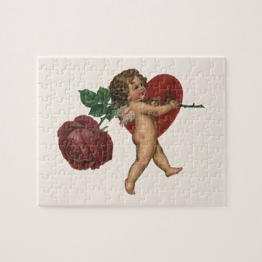 Oude Valentijnsdag Cherubijn en Victoriaanse Roos Legpuzzel (Horizontaal)