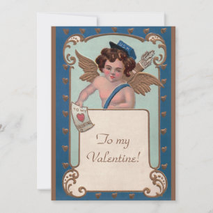 Oude Valentijnsdag, cherubijn met liefdesbrieven Feestdagenkaart