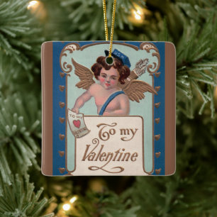 Oude Valentijnsdag, cherubijn met liefdesbrieven Keramisch Ornament
