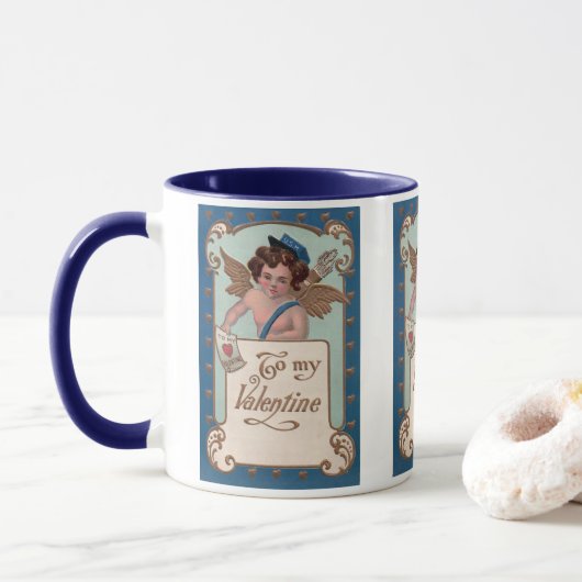 Oude Valentijnsdag, cherubijn met liefdesbrieven Mok (Met donut)