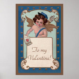 Oude Valentijnsdag, cherubijn met liefdesbrieven Poster