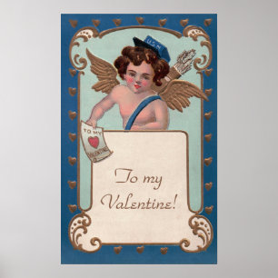 Oude Valentijnsdag, cherubijn met liefdesbrieven Poster