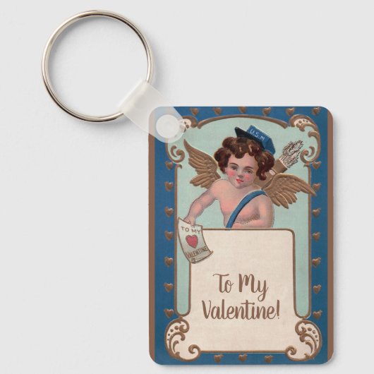 Oude Valentijnsdag, cherubijn met liefdesbrieven Sleutelhanger (Voorkant)