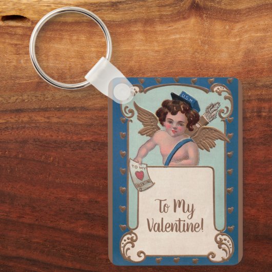 Oude Valentijnsdag, cherubijn met liefdesbrieven Sleutelhanger (Voorkant)