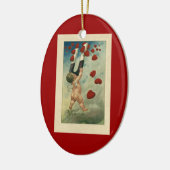 Oude Valentijnsdag, Cherubijn met magneet harten Keramisch Ornament (Links)