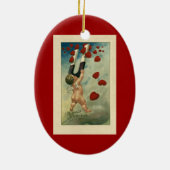 Oude Valentijnsdag, Cherubijn met magneet harten Keramisch Ornament (Achterkant)