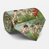 Oude Valentijnsdag Cherubs met Liefdesharten Stropdas (Opgerold)