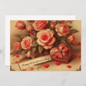 Oude Valentijnsdag Chocolade en Bloemen Feestdagenkaart (Voorkant / Achterkant)