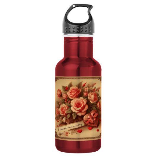 Oude Valentijnsdag Chocolade en Bloemen Waterfles (Voorkant)