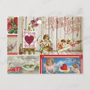 Oude Valentijnsdag Collage - Engelen, Harten  Feestdagenkaart