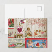 Oude Valentijnsdag Collage - Engelen, Harten Feestdagenkaart (Voorkant / Achterkant)