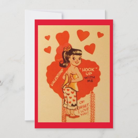 Oude Valentijnsdag Corset Meisje Feestdagenkaart (Voorkant)