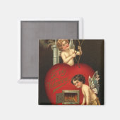Oude Valentijnsdag Cupido, engelen brandende liefd Magneet (Voorkant / Achterkant)