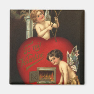 Oude Valentijnsdag Cupido, engelen brandende liefd Magneet