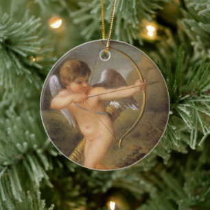 Oude Valentijnsdag, Cupido met Boog en Pijl Keramisch Ornament