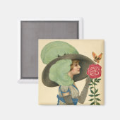Oude Valentijnsdag, Dame Rode Roos Vlinder Magneet (Voorkant / Achterkant)