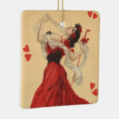 Oude Valentijnsdag, Dansende Dame Rood Hartjes Keramisch Ornament (Rechts)