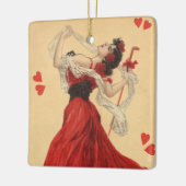 Oude Valentijnsdag, Dansende Dame Rood Hartjes Keramisch Ornament (Links)
