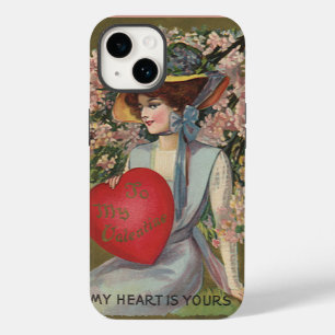 Oude Valentijnsdag, Elegante Dame met Hart Case-Mate iPhone Case