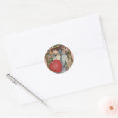 Oude Valentijnsdag, elegante dame met hart Ronde Sticker (Envelop)
