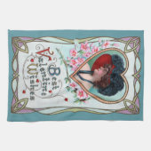 Oude Valentijnsdag, Elegante vrouw in een hart Theedoek (Horizontaal)