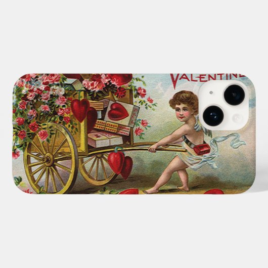 Oude Valentijnsdag engel, Kar met liefdeshartjes Case-Mate iPhone Case (Achterkant (horizontaal))