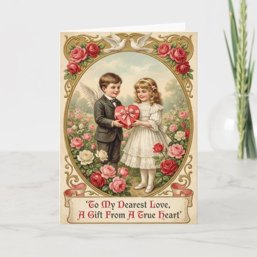 Oude Valentijnsdag Engel Liefdeskaart Kaart (Voorkant)