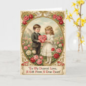 Oude Valentijnsdag Engel Liefdeskaart Kaart (Gele Bloem)