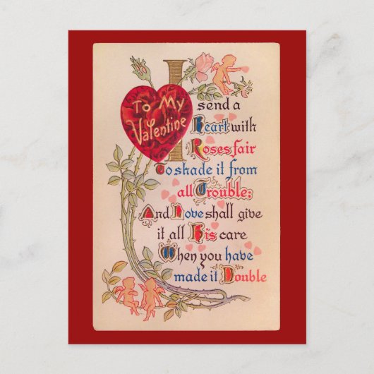 Oude Valentijnsdag Gedicht Briefkaart (Voorkant)