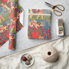 Oude Valentijnsdag Harten en Cupido Vakantie Cadeaupapier