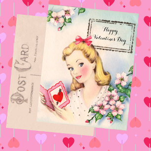 Oude Valentijnsdag kaart mooi meisje op maat gemaa