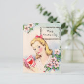 Oude Valentijnsdag kaart mooi meisje op maat gemaa (Staand voorkant)