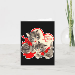 Oude Valentijnsdag Kat Kittens Retro Val Kaart