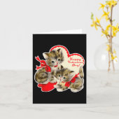 Oude Valentijnsdag Kat Kitty Kitten Retro Val Kaart (Gele Bloem)
