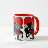 Oude Valentijnsdag, kat muis theekopje hart Mok (Voorkant rechts)