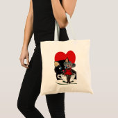 Oude Valentijnsdag, kat muis theekopje hart Tote Bag (Voorkant (product))