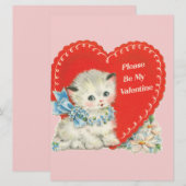 Oude Valentijnsdag kat vakantiekaart Feestdagenkaart (Voorkant / Achterkant)