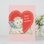 Oude Valentijnsdag kat vakantiekaart Feestdagenkaart (Staand voorkant)