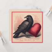 Oude Valentijnsdag Kraai Goth Vlakte Wenskaart Kaart (Voorkant / Achterkant in situ)