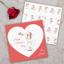 Oude Valentijnsdag Lief Meisje & Vogel Rode Hart