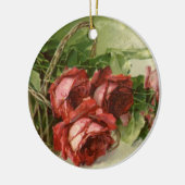 Oude Valentijnsdag Liefde, Dieprode Rozen Keramisch Ornament (Links)