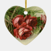 Oude Valentijnsdag Liefde, Dieprode Rozen Keramisch Ornament (Voorkant)