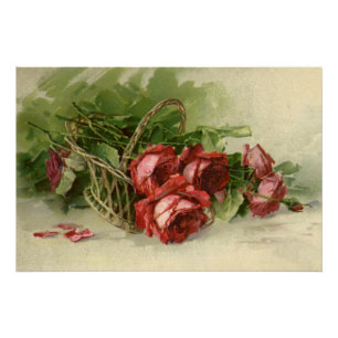 Oude Valentijnsdag Liefde, Dieprode Rozen Poster