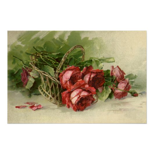 Oude Valentijnsdag Liefde, Dieprode Rozen Poster (Voorkant)