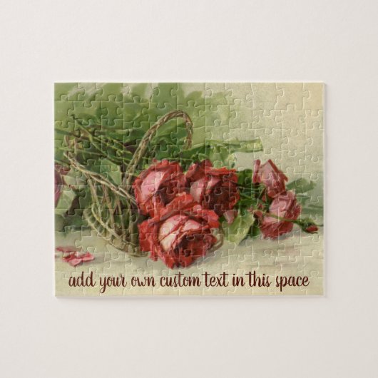 Oude Valentijnsdag Liefde, karmozijnrode rozen Legpuzzel (Horizontaal)