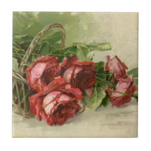 Oude Valentijnsdag Liefde, karmozijnrode rozen Tegeltje