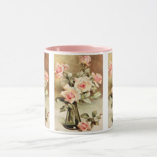 Oude Valentijnsdag Liefdesromantiek Roze Rozen Mok (Midden)