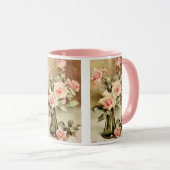 Oude Valentijnsdag Liefdesromantiek Roze Rozen Mok (Voorkant rechts)